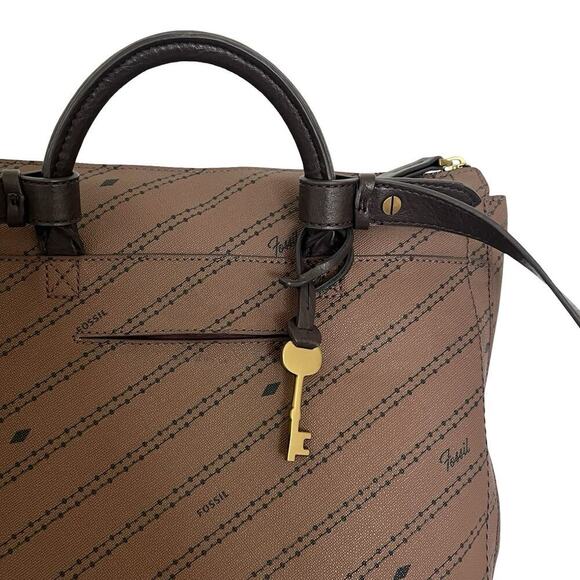 Fossil Parker Faux Leather Convertible Backpack Purse Handbag in Brown - Picture 8 of 16